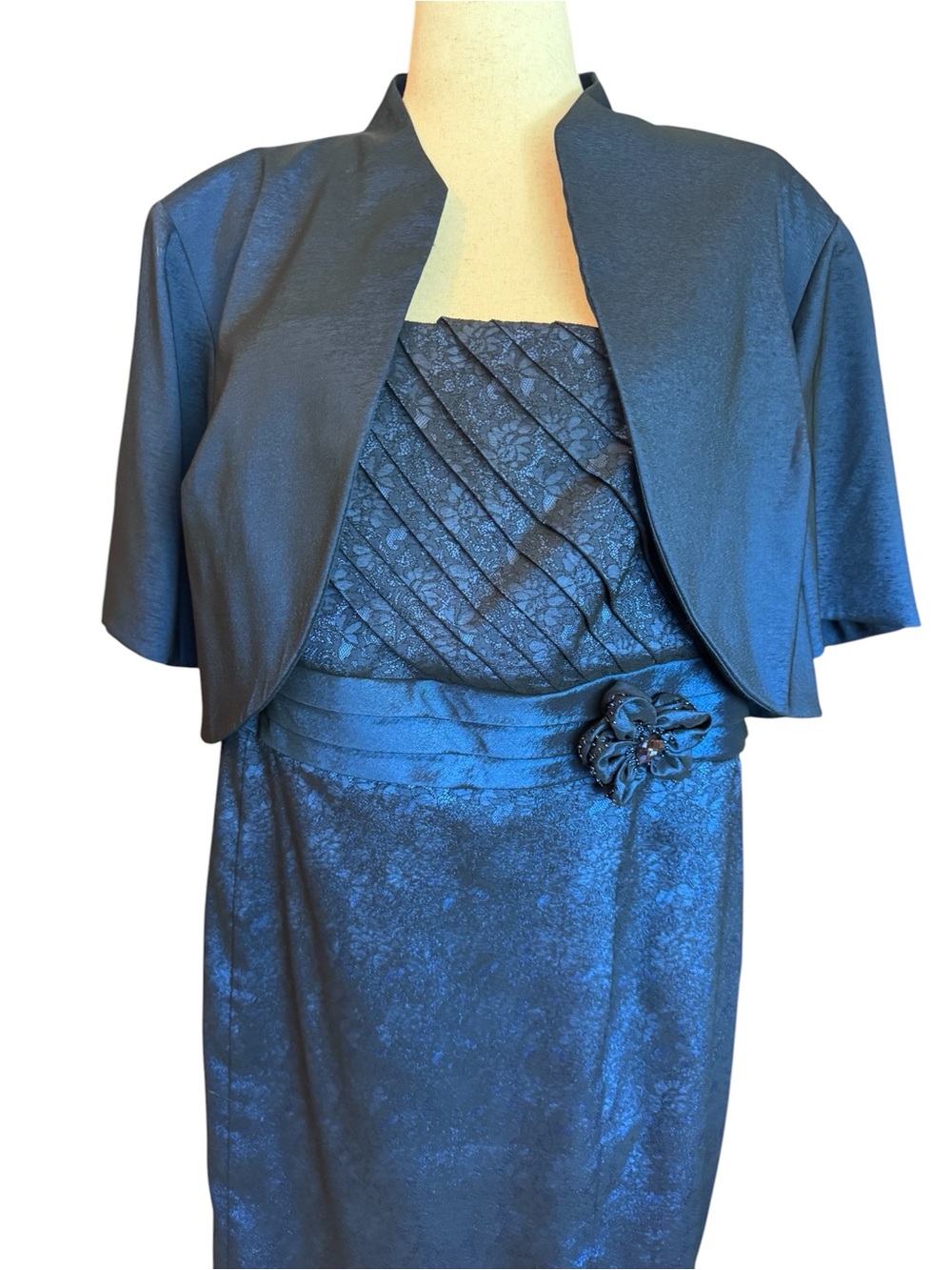 R & M Richards Navy Blue Dress with Bolero Jacket, Sz 20W, EUC